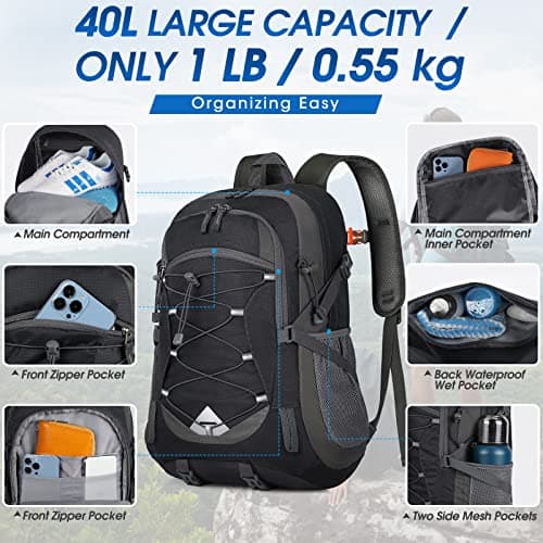 IGOLUMON Hiking Backpack 40L Lightweight Foldable Backpack for Men Women — view 2