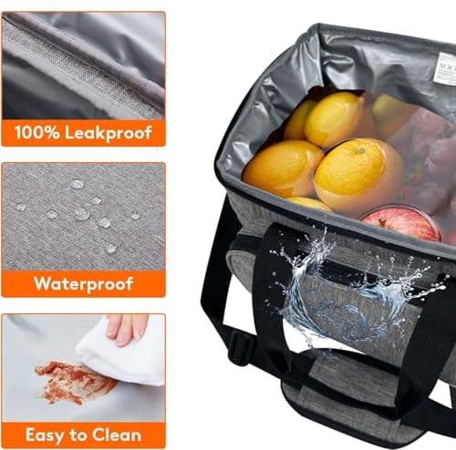 REQUISITE NEEDS Lunch Bag Insulated Picnic Bag 15L Large Cooler Bag Lunch Bag For Lunch/Work/School/Beach/Picnic (Grey) — view 4