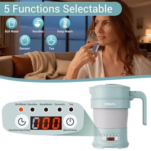 Collapsible Electric Travel Kettle, 0.7L Foldable Portable Water Boiler — view 2