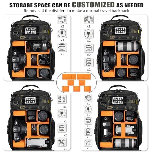 OUUTMEE Tactical Camera Backpack, Camera Rucksack with Waterproof Cover — view 3