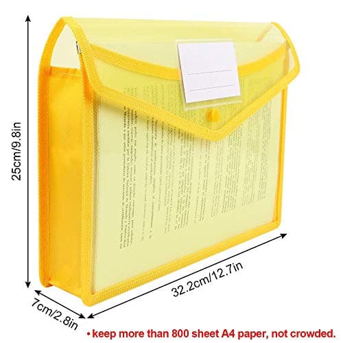 A4 Plastic Wallets, 5 Pcs Popper Wallet Plastic Document Folder Premium Pockets Files Envelope for School Office Home, with Snap Closure,Large Capacity — view 2
