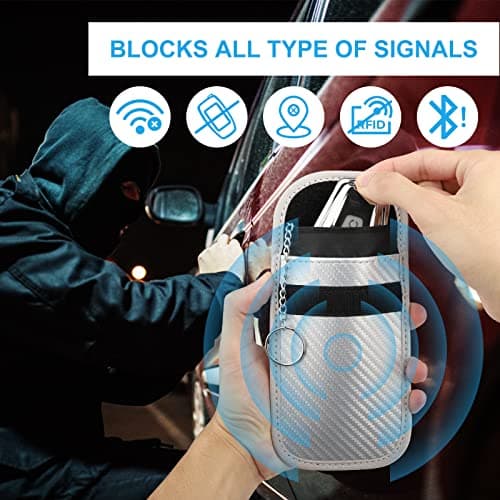 Diyife 2 Pack Faraday Pouch, RFID NFC Car Key Signal Blocker Pouch, Full Shielding Keyless Entry Anti-Theft Relay Attack Faraday Bag for Car Motorcycle Keys, Bank Cards and ID Cards, Silver — view 3