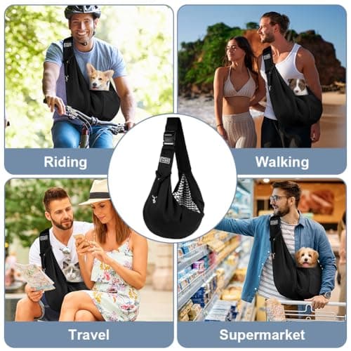 Adiwo Puppy Carrier - Reversible Hands-free Dog Carry Sling for Small & Medium Dogs & Cats, Soft & Comfortable, Adjustable Dog Carrier Bag Shoulder Tote for Outdoor Walking, Travel & Shopping — view 6