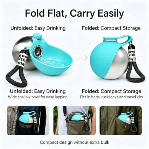 Foldable 2-in-1 Dog Water Bottle with Silicone Bowl, 238 ML — view 6