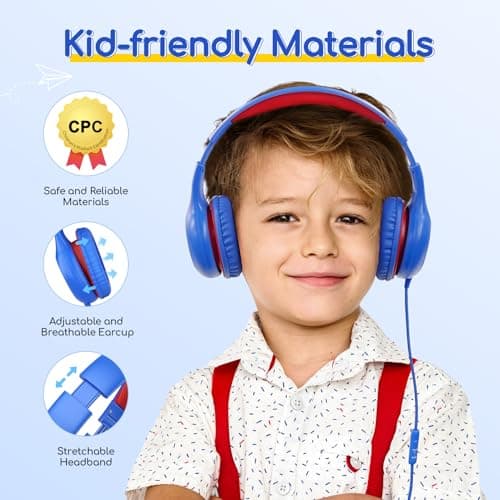 EarFun Kids Headphones Wired with Mic, 85/94dB Volume Limit — view 4