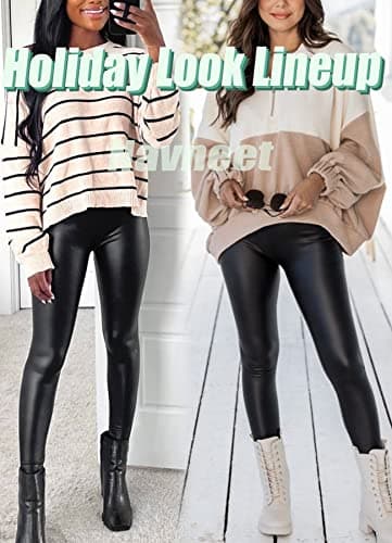 Navneet Women Wet Look Leggings Leather Leggings Faux Leather Trousers — view 3