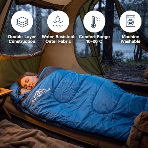 Sleeping Bags for Adults 3 Season Backpacking Lightweight Waterproof Cold Weather Sleeping Bag for Kids Warm Camping Hiking Outdoor Travel Hunting with Compression Bags Sky Blue — view 3