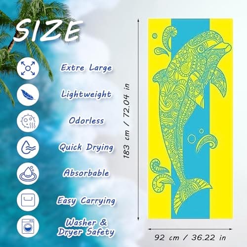 5 Pack Oversized Beach Towel, 92 x 193 cm Microfiber Lightweight Beach Towel Quick Dry Sand Free Pool Towels Bulk for Adult Women Men Travel Sport Swimming Vacation Essential Gift (Stylish Color) — view 2