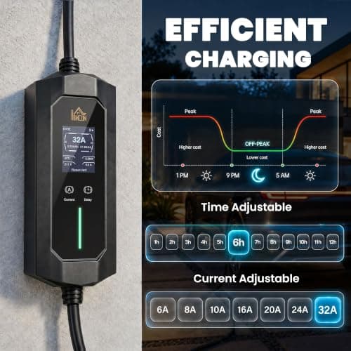 HOMCOM EV Charger 7kW Type 2 to Blue CEE 32A Plug with UK 3 Pin Adapter 10m — view 4