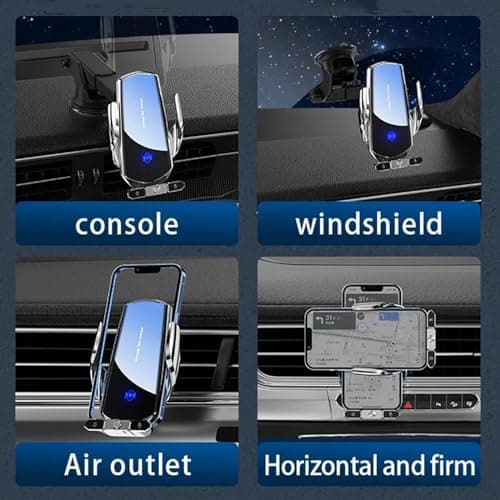 Wireless Car Charger 15W Auto Clamping 3 Magnetic Adapters for Air Vent — view 4