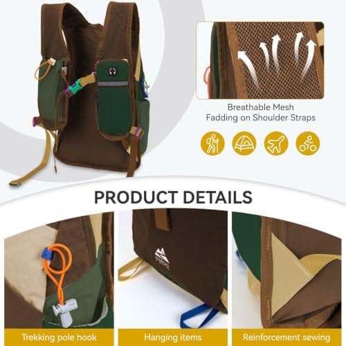 UtiaMiaoGonGo 15L Small Hiking Backpack Travel Daypack Colorful Lightweight Packable Foldable Casual Backpack for Women Men — view 5