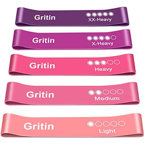 Gritin Resistance Bands, Set of 5 Skin-Friendly Resistance Exercise Band