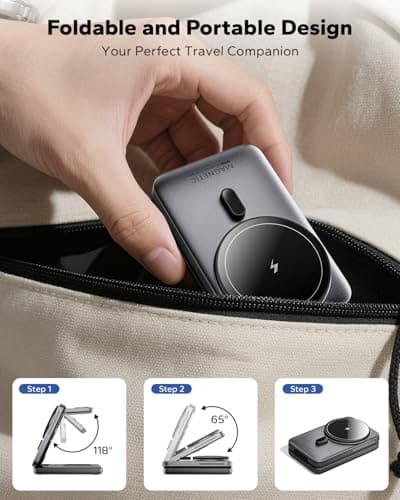 KPON 3 in 1 Wireless Charging Station for Apple, Foldable Magnetic Fast Charger Stand for iPhone Air/17/16/15/14/13/12, AirPods Pro 3 2 Apple Watch (20W Adapter Included) Dark gray — view 3