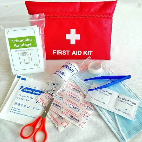 SSKHE Mini First Aid Kit - 20x14cm Compact Red Case | 12 Essentials for First Aid Kit Travel, Outdoor Enthusiasts (Hiking, Camping, Cycling) — view 5