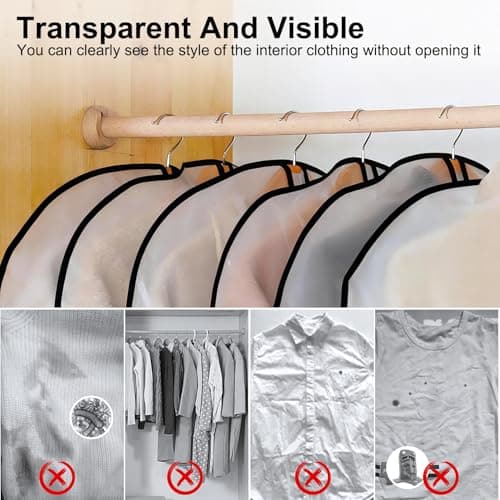 3 Pcs Dress Bags Coverss, 60 x 140cm Long Dress Covers Garment Bags for Hanging Clothes Protector Bag, Waterproof Dustproof Clothes Covers with Zip, for Wedding Dresses Suits Coats Jackets Garments — view 5