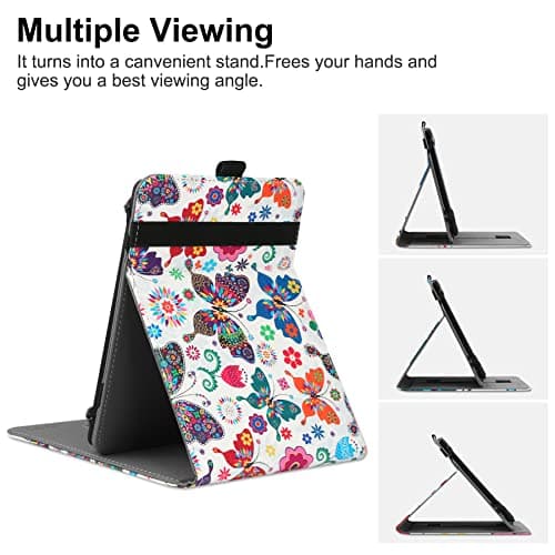 VOVIPO Universal Protective Case for 6" 6.8" 7" kindle paperwhite eReaders, Folio Stand Cover with Handstrap Compatible with kindle paperwhite/Kobo/Tolino/Pocketook/Sony 6/6.8/7 inch-Butterfly — view 2