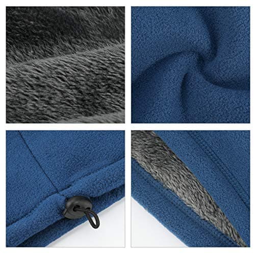 TAGVO Winter Fleece Neck Warmer, Soft Double Layer Fleece Thick Thermal Neck Gaiter Elastic Multifunctional Scarf Windproof Skiing Neck Tube Ear Warmer Balaclava Hood Unisex for Outdoor Sports — view 4