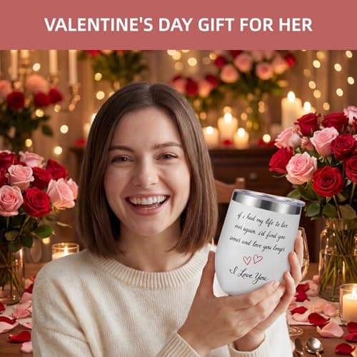 Coolparty Valentines Day Gift for Her Him, 350ml Insulated Tumbler I Love You Anniversary Birthday Wedding Romantic Present for Boyfriend Girlfriend Wife Husband Couples — view 3
