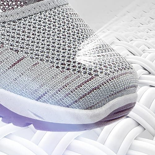 Women’s Mary Jane Shoes Lightweight Walking Sneaker Mesh Breathable Slip On Knit Flats Casual Soft Shoes Adjustable Ankle Strap Loafers Grey — view 5