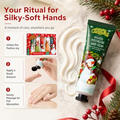 Small Christmas Hand Cream Set, Moisturising Hand Lotion Mini Handcream Set, Hand Moisturiser Kit Nourishing Travel Size Moisturizer Small Christmas Birthday Gifts for Women Men（30gx5pxs） — view 5