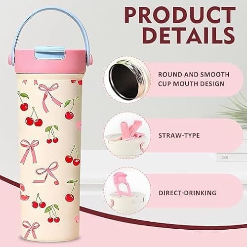 VorErgyllic Bow Coffee Cup Travel Mug,Tumbler with Straw,Girl School Gift — view 3