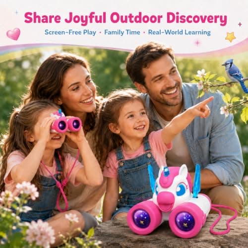 Unicorn Binoculars Kids with Bird Watching Guide, Unicorn Gifts for Girls Age 3-9, Kids Outdoor Garden Toys for 3 4 5 6 7 Year Old Girls, Birthday Present for Girl Explorer Toy for Nature Exploration — view 5
