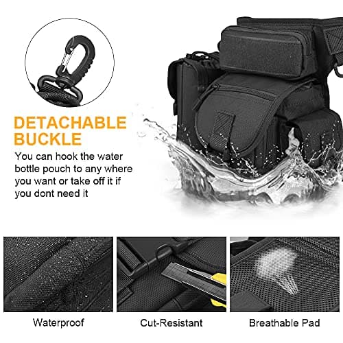 Flintronic Tactical Drop Leg Waist Bag, Multi-Purpose Waterproof Outdoor Military Hip Thigh Tool Bag Fanny Pack with Water Bottle Pouch, for Hiking Travel Motorcycling Camping Fishing — view 4