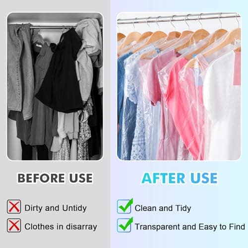 TranRantic 20 PCS Clear Dry Cleaning Bags, 60X150cm Plastic Clothes Covers — view 6