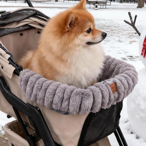MFYOUPK Dog Stroller Mat | Warm Plush Washable Blanket - Magnetic Buckle Pet Seat Cushion | for Cats Puppy Travel Outside House Indoor Outdoor — view 2