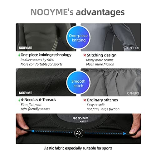 NOOYME Men's Thermals Base Layers Ski Compression Top & Bottoms Set — view 4