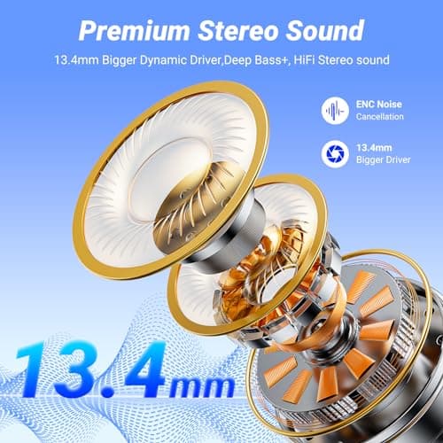 Wireless Earbuds Bluetooth 5.4 Headphones in Ear with 4 ENC Noise Cancelling Mic 2026 New Ear buds 42h Playtime HiFi Stereo Deep Bass Earphones IP6 Waterproof LED Display Bluetooth Earbuds Green — view 2