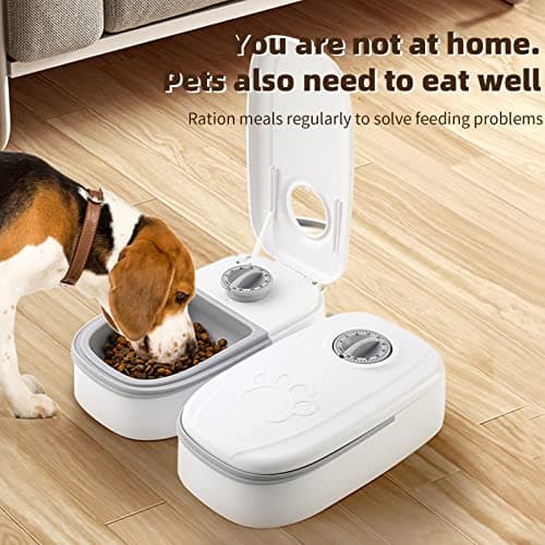 Automatic Pet Feeder with 48H Timer,Dry and Wet Food Dispenser for Cats Small Dogs,Portable Pet Feeder Station for Home Travel (Grey,2 Bowl) — view 6
