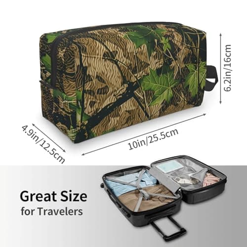 HSYOYO Travel Toiletry Bag for Women Men,Portable Hanging Toiletry Bag,Waterproof Dopp Kit Cosmetic Organizer,Large Capacity Shaving Bag Makeup Bag, Camouflage Leaf, One Size — view 3