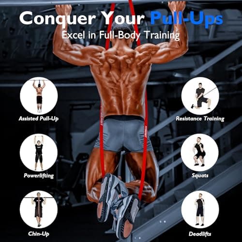FitBeast Resistance Bands Set, 5 Levels Pull Up Bands for Powerlifting, Muscle Building, Home Gym Workout, Stretching, Stretch Bands with Door Anchor (Light Blue, Blue, Yellow, Orange, Red) — view 4