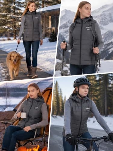 ORRNIKKO Heated Vest Women - Detachable Heated Hood With 7.4V 16000mAh Battery Pack Fast Charge, Womens Heated Vest — view 2