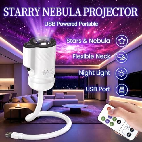 Crebeau Galaxy Projector Night Light, USB Powered 360° Adjustable Green Star Nebula Effect with Remote Control, Ideal Room Decor for Teens Adults — view 2