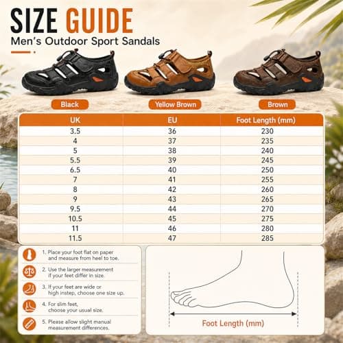 ENEN Hollow Out Mens Sandals, Breathable Closed Toe Wide Sandals, Outdoor Sandles Beach Shoes with Adjustable Strap, Comfortable Casual Mens Summer Shoes for Travel,Walking,Hiking,Pool (Coffee,10.5) — view 5