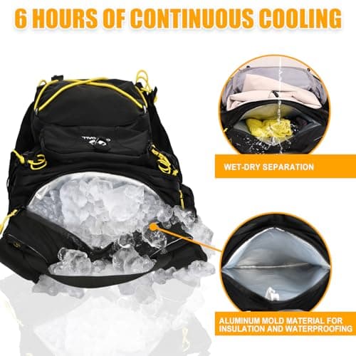 ONETOALL Hydration Backpack with 2L Water Bladder, 22L Waterproof Hiking Backpack with Rain Cover, Insulated Compartment for Running, Cycling, Walking, Camping & Skiing, Black — view 2