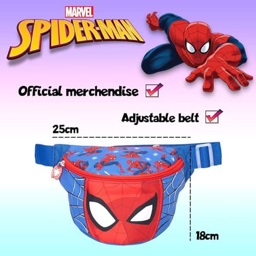 Spiderman Marvel Spiderman Bum Bag for Boys Adjustable Strap Lightweight Funny Pack Waist Bag Travel Pouch for Kids Crossbody Bag with Adjustable Strap, Bumbag for Kids — view 2