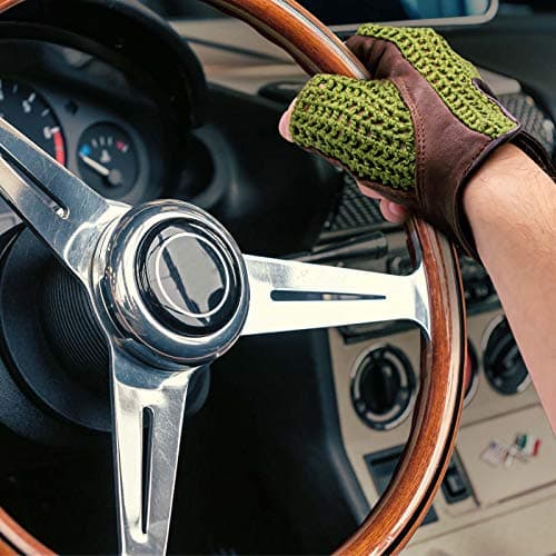 Adapter Universe Car Driver Gloves Retro Fingerless Vintage Leather Cycling Sport Gloves Brown — view 3