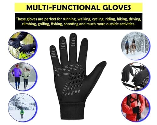 3S SPORTS Men's Cycling Winter Warm Windproof Waterproof Anti-slip Thermal Touch Screen Ski Gloves (Navy Blue, L) — view 6