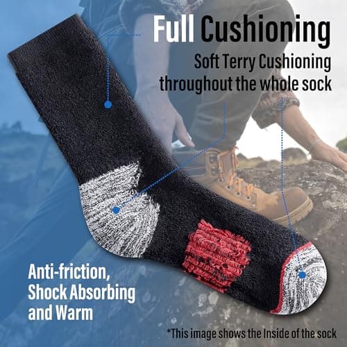 The Essentials Wardrobe 6PK Mens Thermal/Outdoor Socks - UK 6-11/EU 39-45 - Black — view 3