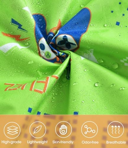 WAWSAM Kids Poncho Waterproof - Green game Rain Poncho for Boys - Lightweight Hooded Raincoat with Storage Bag - Portable Rainwear for School & Travel — view 5