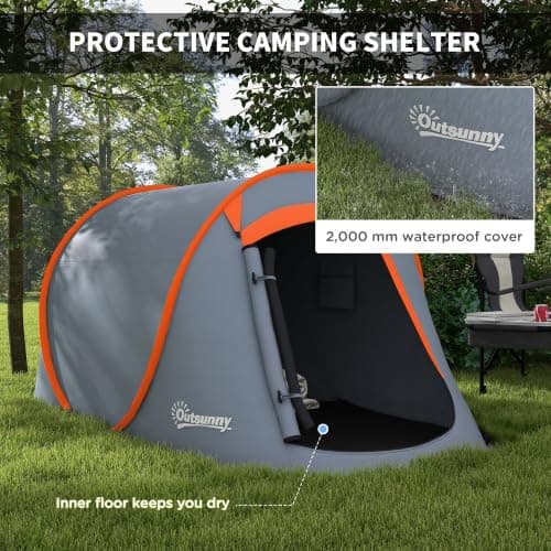 Outsunny 2 Man Pop up Tent Camping Tent 2000mm Waterproof Carry Bag Grey — view 4