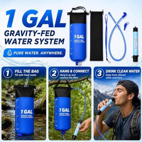 Survival Kit, 1 Gallon Guard Survival Water Filter, Camping Water Purifier — view 3