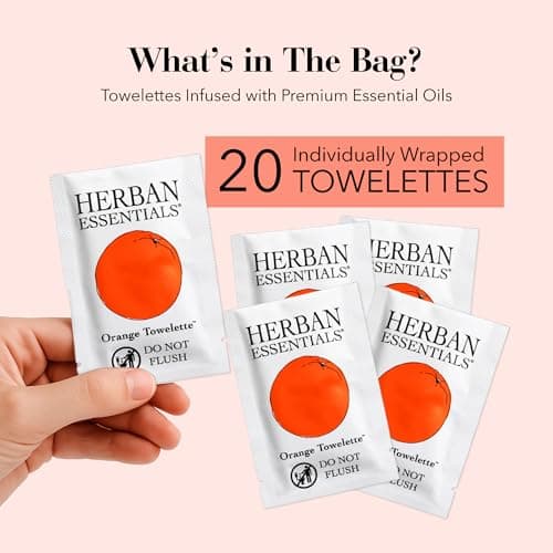 Herban Essentials Orange Wipes & Towelettes, Essential Oil, 20 Count — view 2
