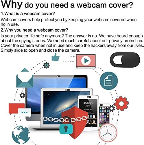 ivoler [Set of 8 Webcam Covers, Slider Camera Cover, Ultra Thin Webcam Cover, Privacy Protection Camera Cover for Laptop, PC, Smartphones, Tablets, etc. (Black) — view 2