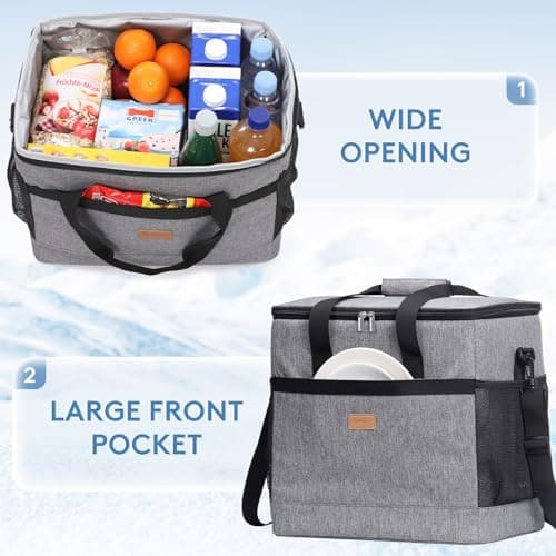 Lifewit Cooler Bag 50 Cans Collapsible and Insulated Large Lunch Bag Leakproof Soft Cooler Portable for Camping/BBQ/Family Outdoor Activities, Grey — view 5