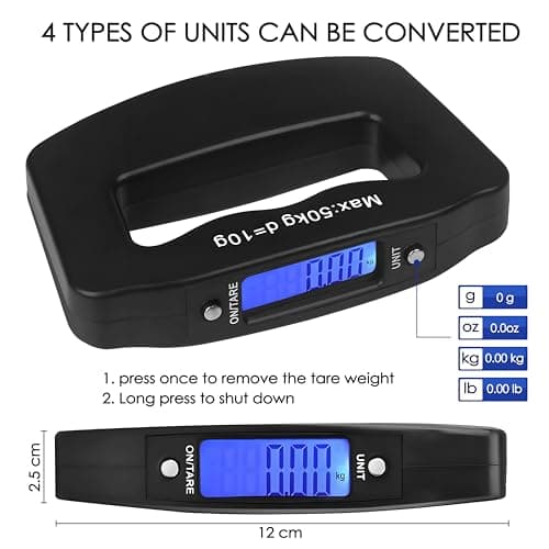 TRIXES Portable Travel Digital Luggage Scales - 50kg Suitcase Weight Measure - Holiday Essentials - Ensure Your Case is Under Your Luggage Allowance - Easy Hand Grip — view 4