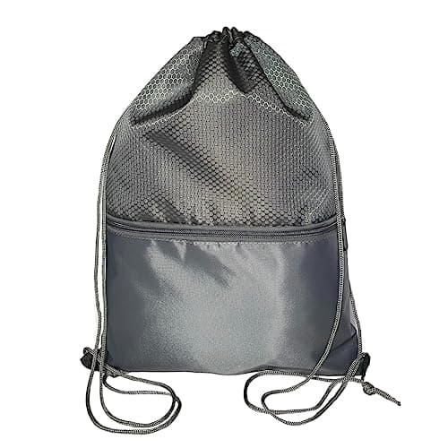 WESTEND CHOICE Drawstring Bag Rucksack Gym School PE Bag Swimming Sports Kids Adults Backpack Drawstring bag with zip pocket Travel bag (Dark grey)